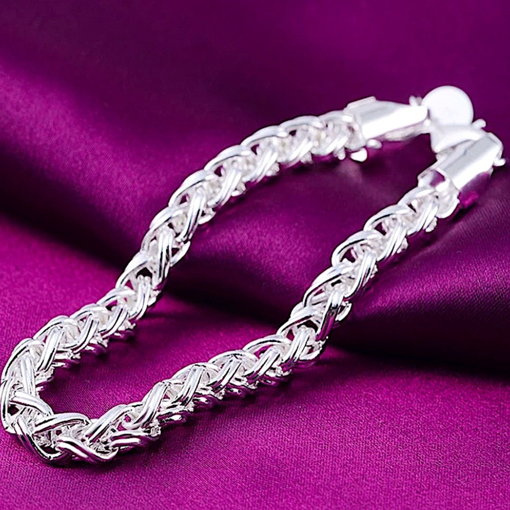 Braided Sterling Silver Matching Necklace Bracelet Set - Picture 4 of 5